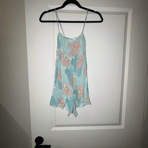 Quite Storm Floral Jumpsuit in Light Blue and Pink